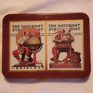 Vintage Norman Rockwell Christmas Playing Cards; Limited Edition Tin Box (1996)